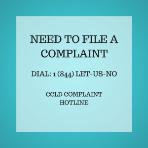 CCLD COMPLAINT HOTLINE